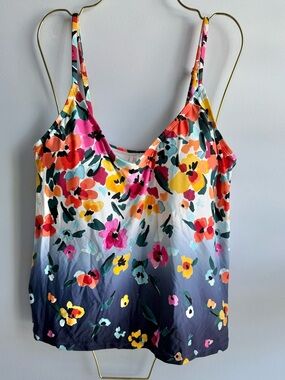 Anne Cole Women's Multicolor Dip-Dyed Floral Tankini Top Size Large